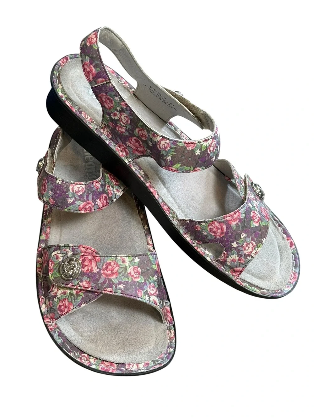Alegria Leather Floral Comfort Sandals EU 41 US 10–10.5